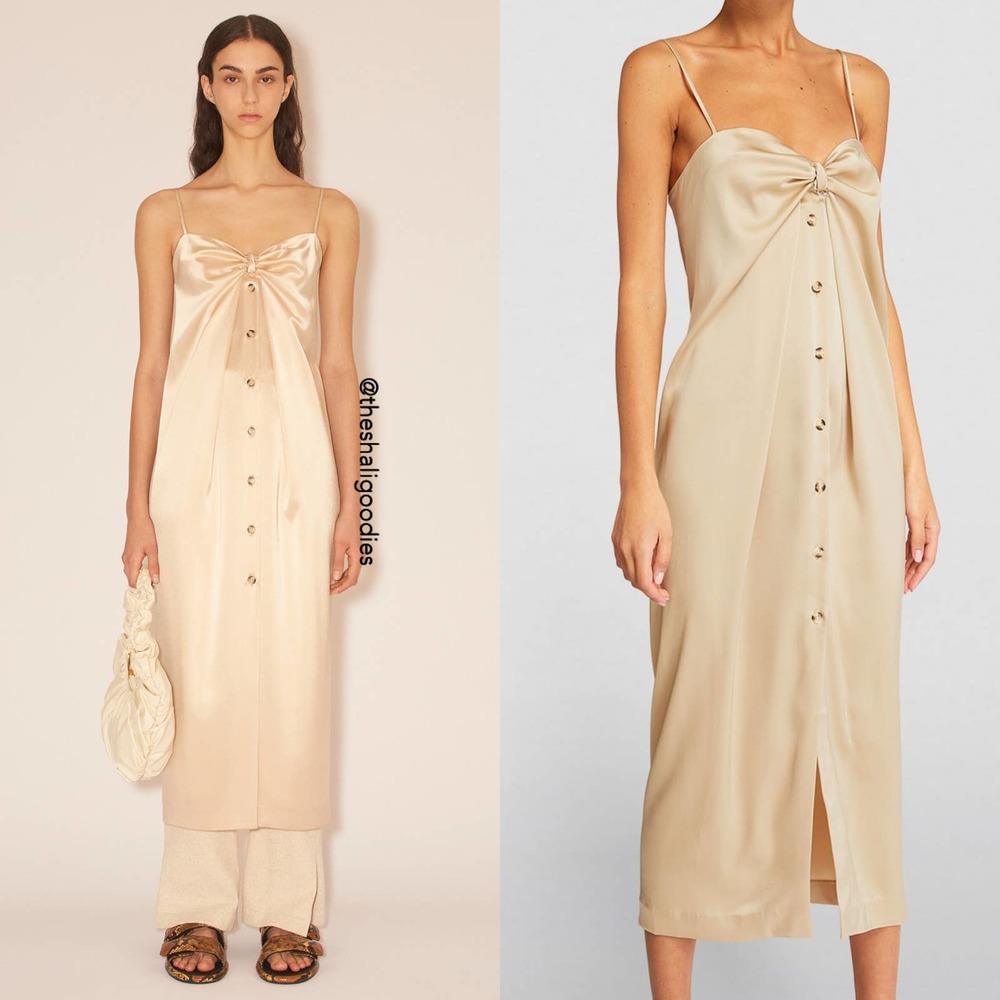 NANUSHKA Doris Midi Slip Dress Cream Sarong Style